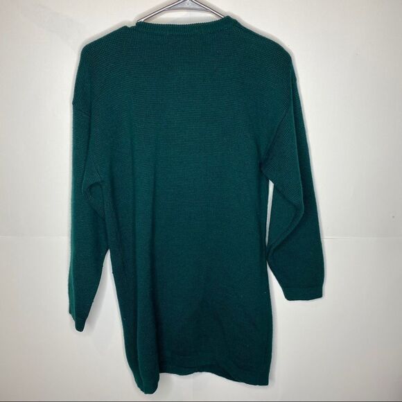 Vintage Pitlochry Scotland knit green long cardigan S duster wool blend luxe - Picture 7 of 7